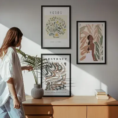 Boho Poster Set in Pastellfarben 3er Set inklusive Rahmen