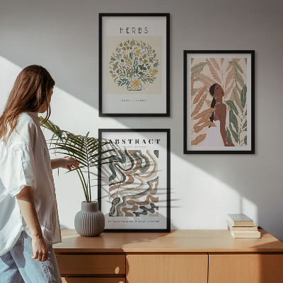 Bilder-3er-set mit rahmen Boho-Pastell-Minimalisten-Poster