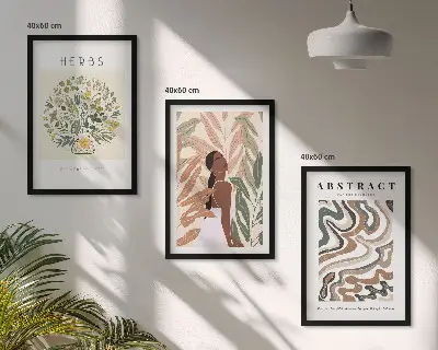 Boho Poster Set in Pastellfarben 3er Set inklusive Rahmen