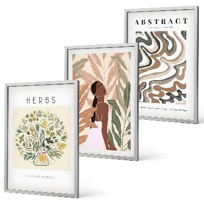 Boho Poster Set in Pastellfarben 3er Set inklusive Rahmen
