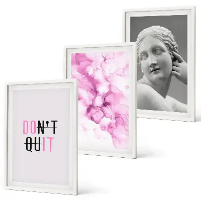 Abstrakte Aquarellskulptur 3er-Set mit Rahmen