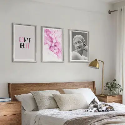 Abstrakte Aquarellskulptur 3er-Set mit Rahmen