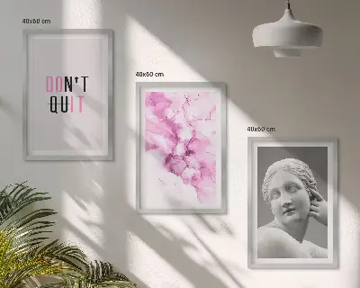 Abstrakte Aquarellskulptur 3er-Set mit Rahmen