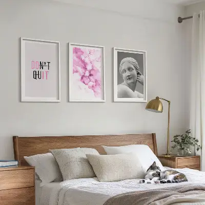 Abstrakte Aquarellskulptur 3er-Set mit Rahmen