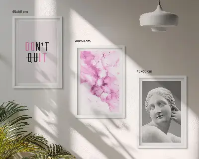 Abstrakte Aquarellskulptur 3er-Set mit Rahmen
