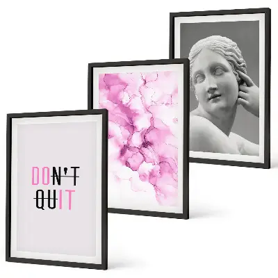 Abstrakte Aquarellskulptur 3er-Set mit Rahmen