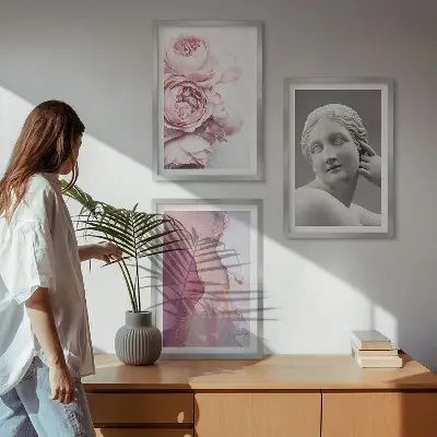 Pfingstrosen abstrakte Frauenskulptur gerahmtes Bilderset