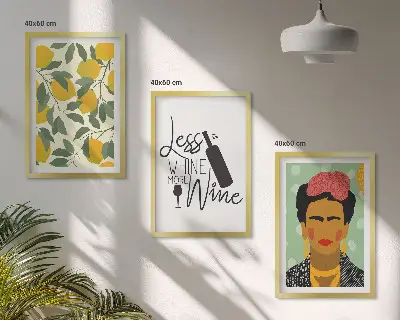 Zitronenweinporträt von Frida gerahmtes Bilderset