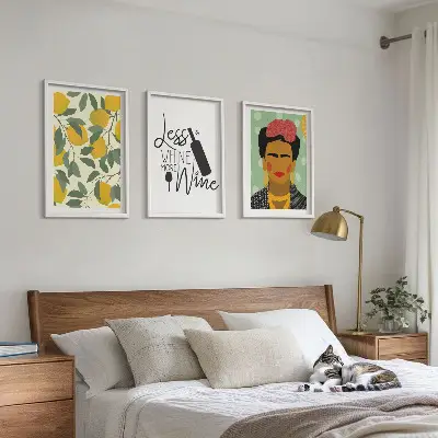 Zitronenweinporträt von Frida gerahmtes Bilderset