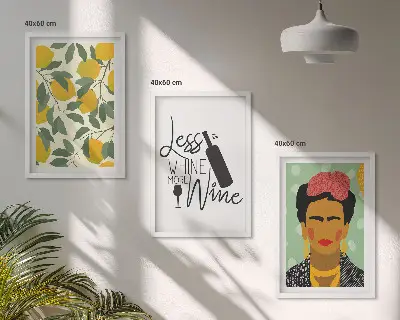 Zitronenweinporträt von Frida gerahmtes Bilderset