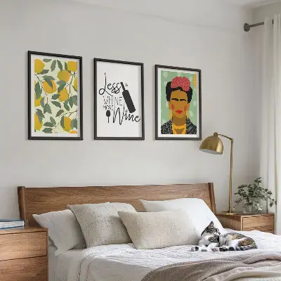 Zitronenweinporträt von Frida gerahmtes Bilderset