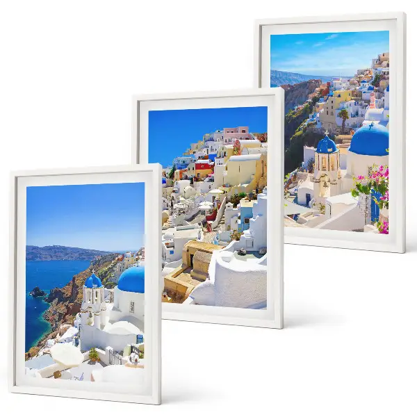 Landschaftsarchitektur Oia Santorini 3er-Set Bilder mit Rahmen
