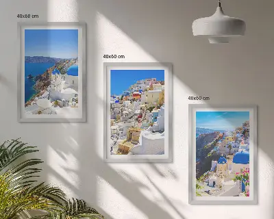 Landschaftsarchitektur Oia Santorini 3er-Set Bilder mit Rahmen