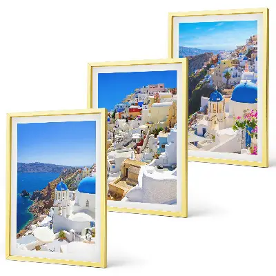 Landschaftsarchitektur Oia Santorini 3er-Set Bilder mit Rahmen