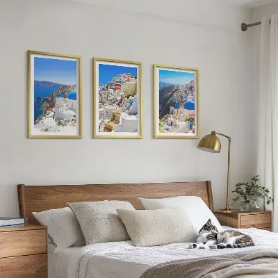 Landschaftsarchitektur Oia Santorini 3er-Set Bilder mit Rahmen