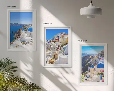 Landschaftsarchitektur Oia Santorini 3er-Set Bilder mit Rahmen