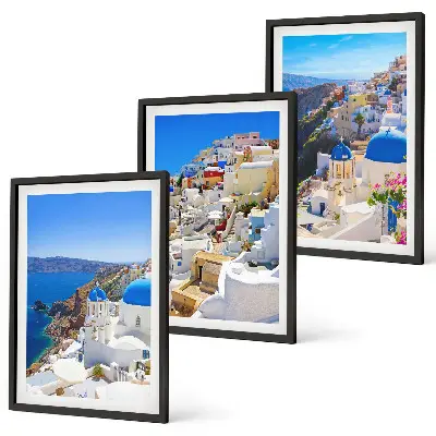 Landschaftsarchitektur Oia Santorini 3er-Set Bilder mit Rahmen