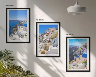 Landschaftsarchitektur Oia Santorini 3er-Set Bilder mit Rahmen