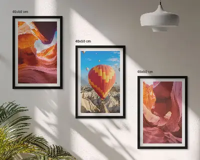 Wüstenschluchten aus der Ballonfahrt gerahmtes Bilderset