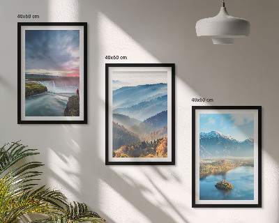 Bilder-3er-set mit rahmen Berglandschaften, Wasserfälle