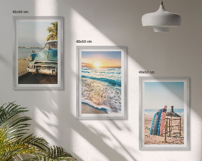 Bilder-3er-set mit rahmen Sonnenuntergangsurlaub in Miami
