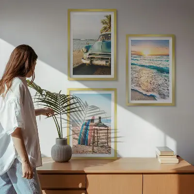 Sonnenuntergangsurlaub in Miami Bilder-3er-Set mit Rahmen