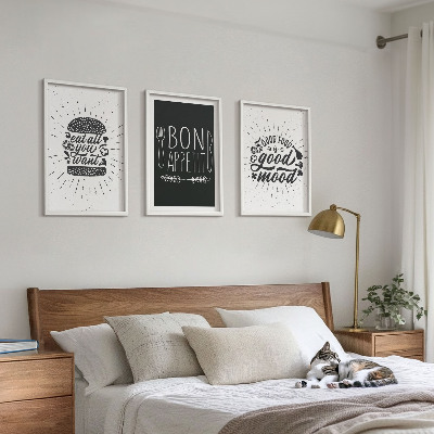 Gerahmtes bilderset Grafiken, Lebensmittel, kulinarische Slogans