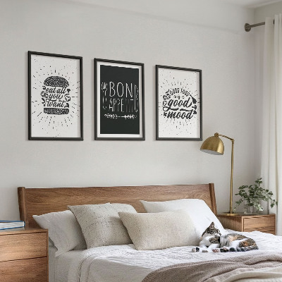 Gerahmtes bilderset Grafiken, Lebensmittel, kulinarische Slogans