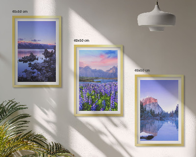Gerahmtes bilderset Berglandschaften mit Wasser und Himmel