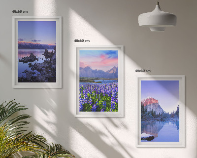 Gerahmtes bilderset Berglandschaften mit Wasser und Himmel