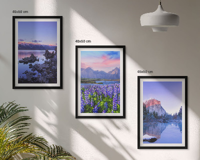 Gerahmtes bilderset Berglandschaften mit Wasser und Himmel