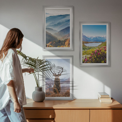 Gerahmtes bilderset Natur des Bergseehirsches
