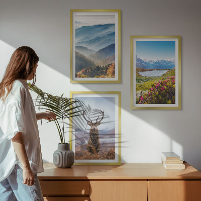 Gerahmtes bilderset Natur des Bergseehirsches