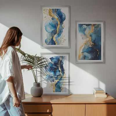 Gerahmtes bilderset Blaue abstrakte Muster