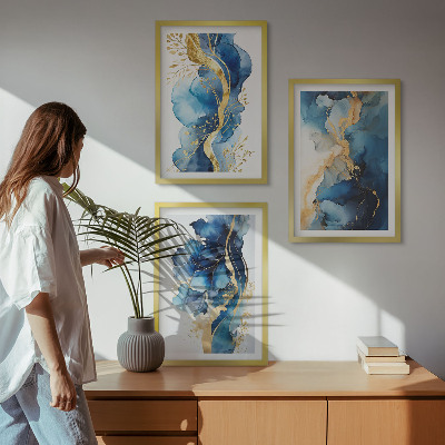 Gerahmtes bilderset Blaue abstrakte Muster
