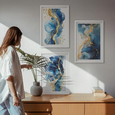 Gerahmtes bilderset Blaue abstrakte Muster