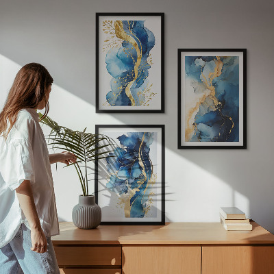 Gerahmtes bilderset Blaue abstrakte Muster