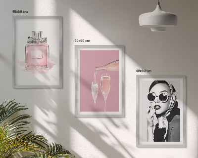 Bilder-3er-set mit rahmen Stilvolle pinkfarbene Accessoires