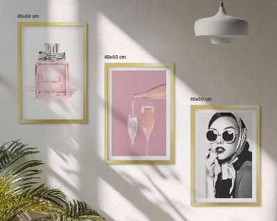 Bilder-3er-set mit rahmen Stilvolle pinkfarbene Accessoires