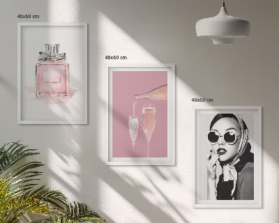 Bilder-3er-set mit rahmen Stilvolle pinkfarbene Accessoires