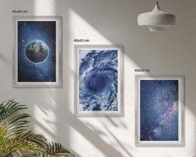 Bilder-3er-set mit rahmen Erde Weltraumsturm Galaxie