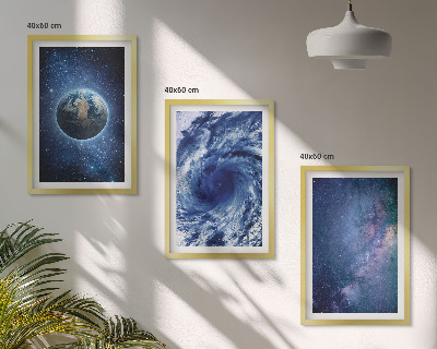 Bilder-3er-set mit rahmen Erde Weltraumsturm Galaxie