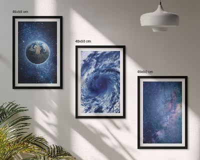 Bilder-3er-set mit rahmen Erde Weltraumsturm Galaxie