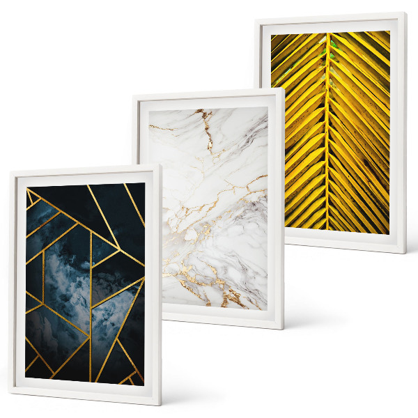 Gerahmtes bilderset Geometrische Muster und Vegetation