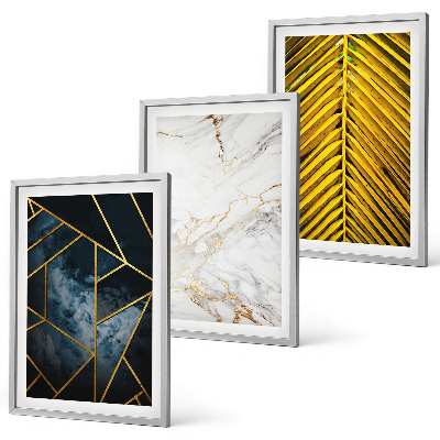Gerahmtes bilderset Geometrische Muster und Vegetation
