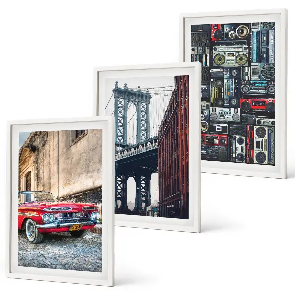Alte Autobrücke Brooklyn Retro-Audio 3er-Set Bilder mit Rahmen