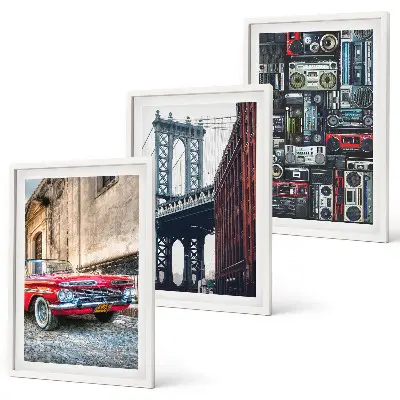 Alte Autobrücke Brooklyn Retro-Audio 3er-Set Bilder mit Rahmen
