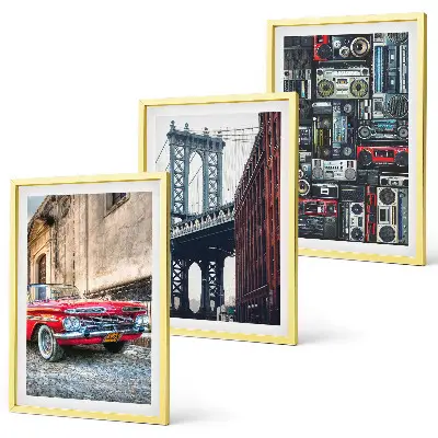 Alte Autobrücke Brooklyn Retro-Audio 3er-Set Bilder mit Rahmen