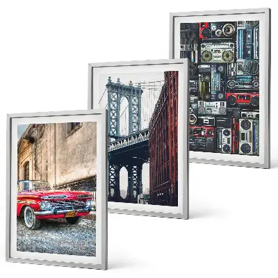 Alte Autobrücke Brooklyn Retro-Audio 3er-Set Bilder mit Rahmen
