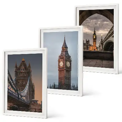 London Bridge und Big Ben Wandbild 3er-Set mit Rahmen
